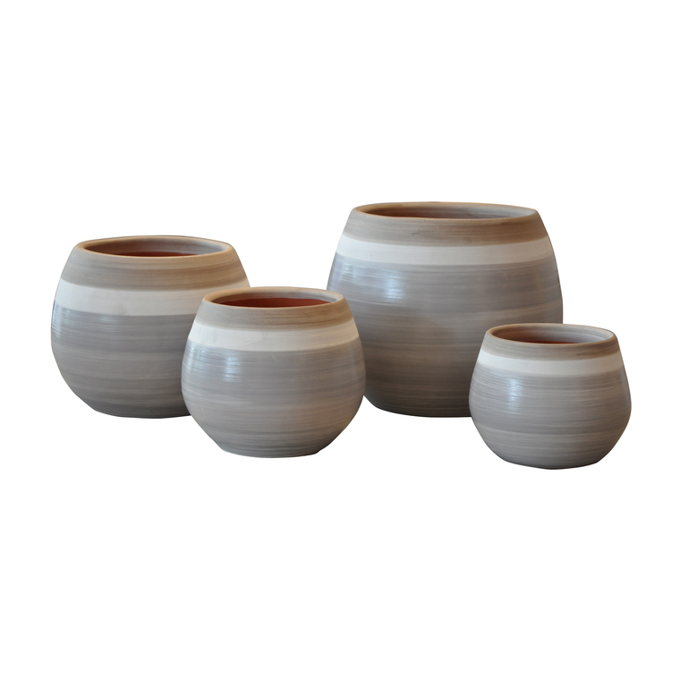 Pot Cancale esprit délicatesse en terre cuite émaillée H 27 x Ø 25 cm