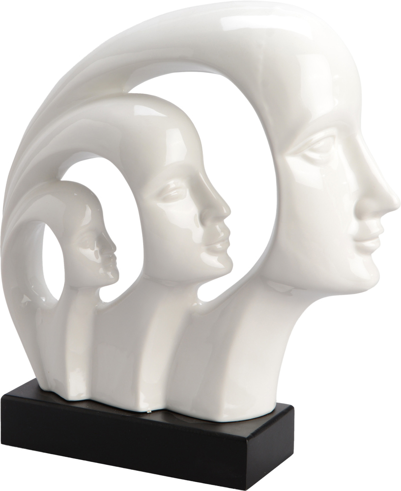 Statuette 3 têtes blanches