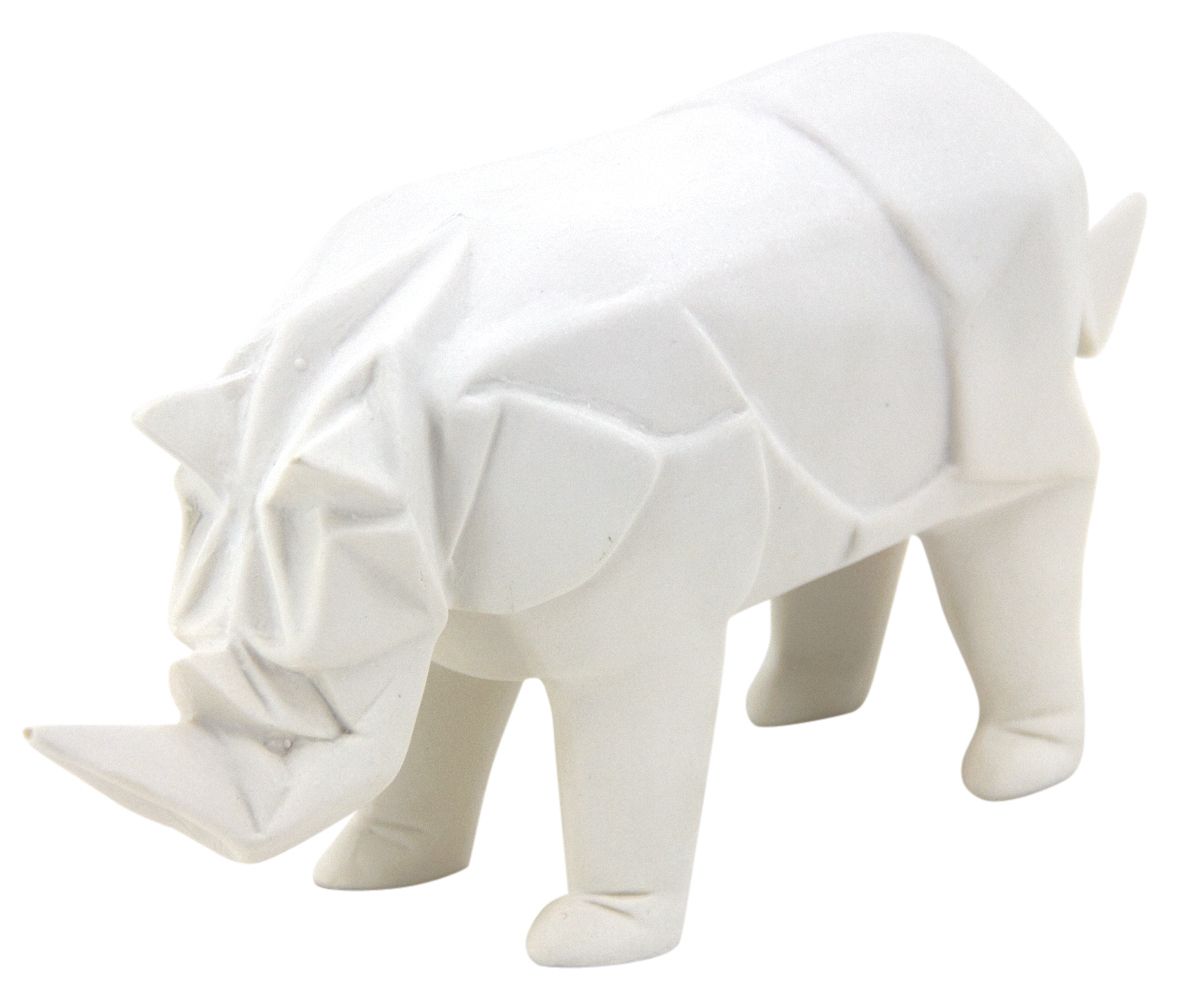 Rhinocéros déco en résine blanche origami