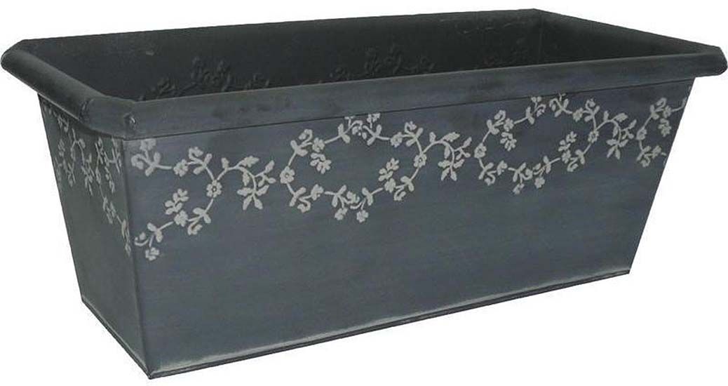 Jardinière rectangulaire en zinc fleurie