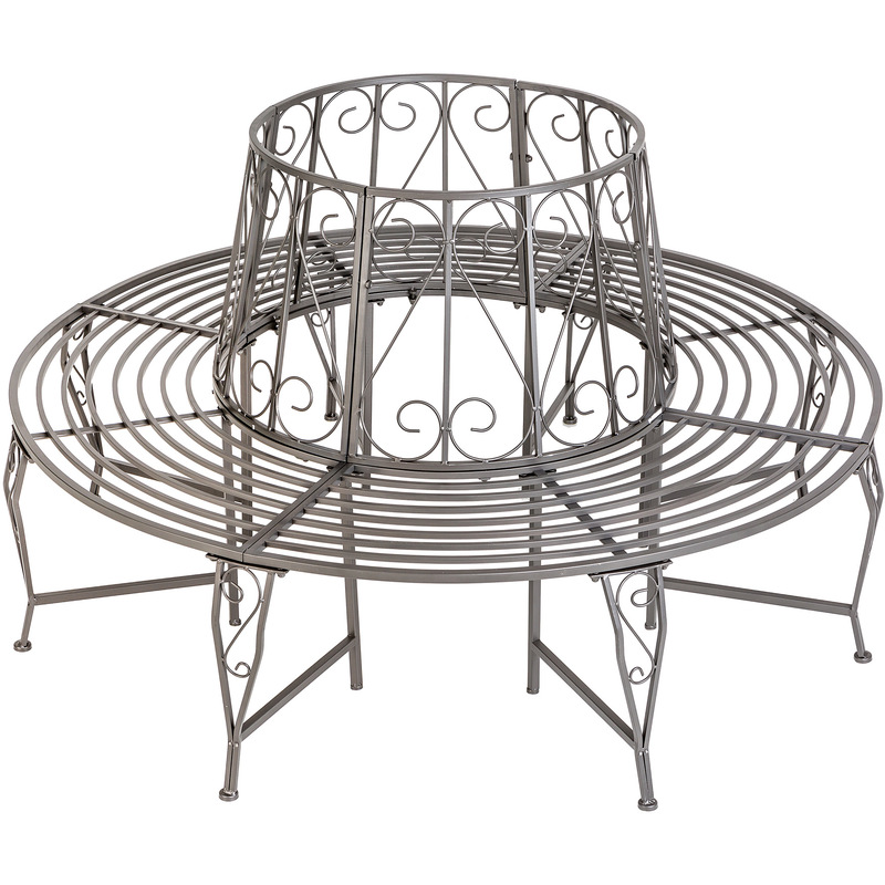 Banc de Jardin en Acier Tour dArbre 164 cm x 164 cm x 89 cm - 360° Rond - Anthracite - TECTAKE Banc de Jardin en Acier Tour dArbre 164 cm x 164 cm x 89 cm - 360° Rond - Anthracite - TECTAKE