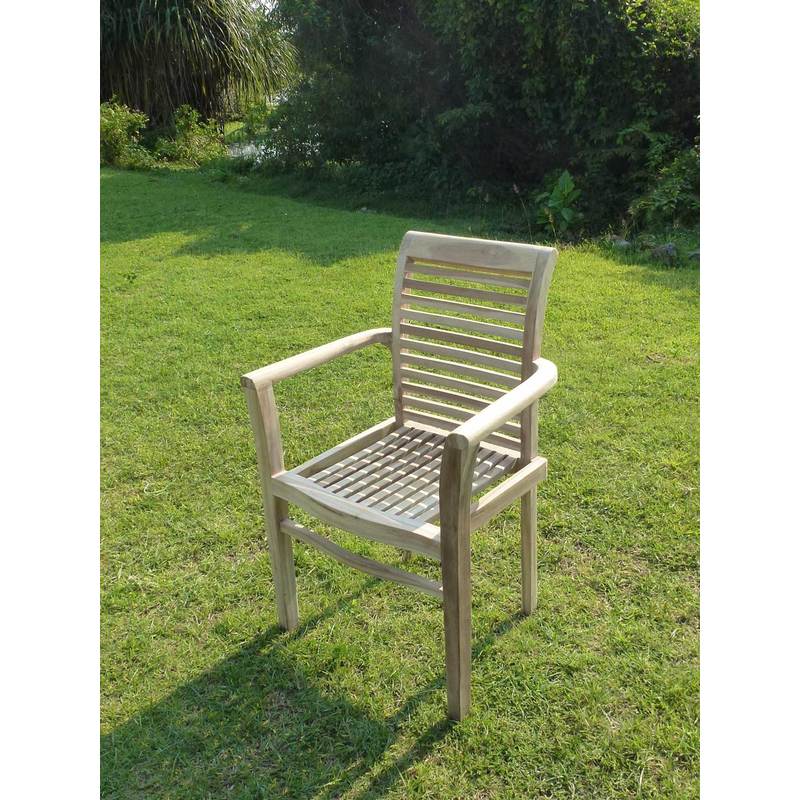 DIMA Fauteuil empilable en teck massif brut - C&L JARDIN DIMA Fauteuil empilable en teck massif brut - C&L JARDIN
