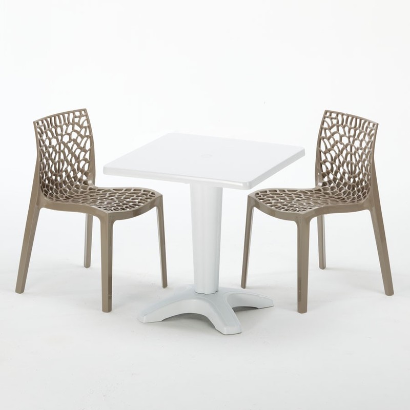 Table et 2 chaises colorées polypropylene extérieurs Grand soleil PATIO | Gruvyer Beige Juta - Blanc Table et 2 chaises colorées polypropylene extérieurs Grand soleil PATIO | Gruvyer Beige Juta - Blanc
