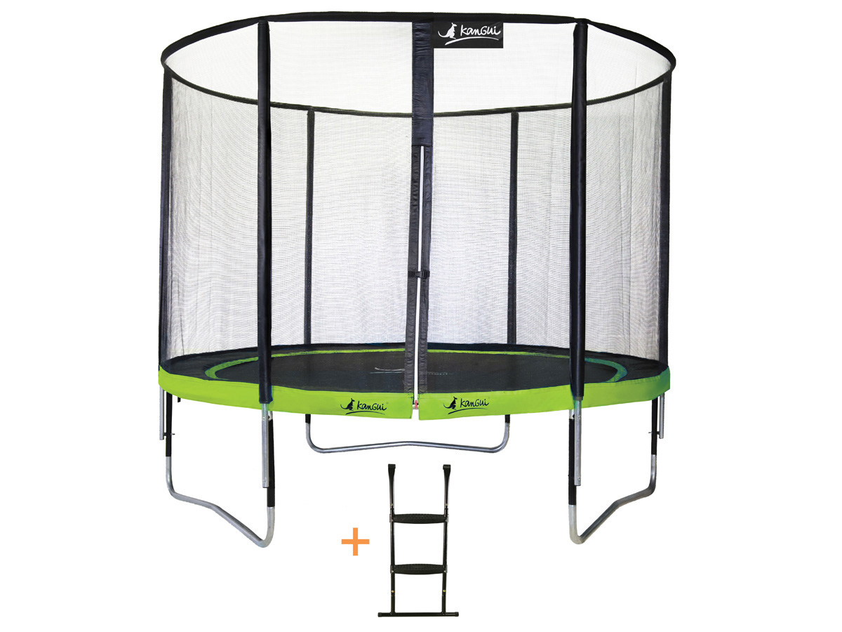 Trampoline Punchi 300 Aloe - filet + échelle - 3 pieds