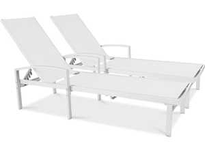 Bains de soleil lot de 2 Blanc - OVIALA