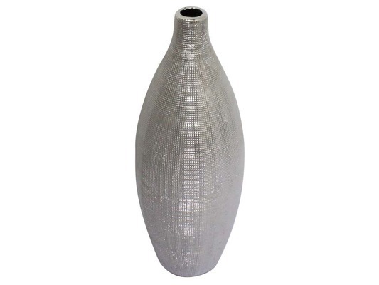 Vase Eros en céramique couleur argent H 28cm