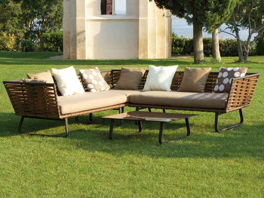 Salon de jardin Horizon - 2 banquettes - 1 table basse