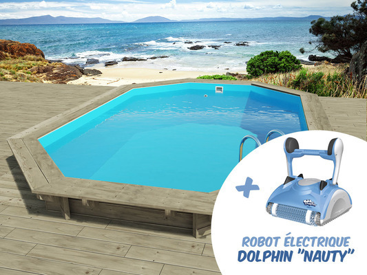 Piscine bois Florida - 6.57 x 4.57 x 1.31 m + Robot Dolphin Nauty