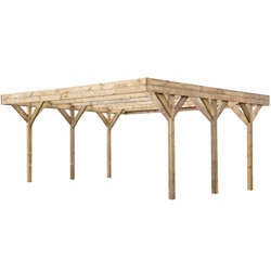 Carport 2 voitures ENZO en pin autoclave  avec couverture
