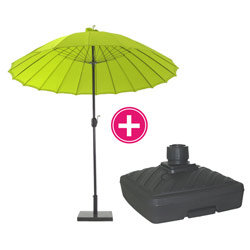 Parasol droit SHANGHAI 2.7 M vert anis avec pied