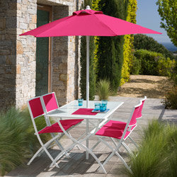 Salon de jardin FUNDY framboise avec parasol offert