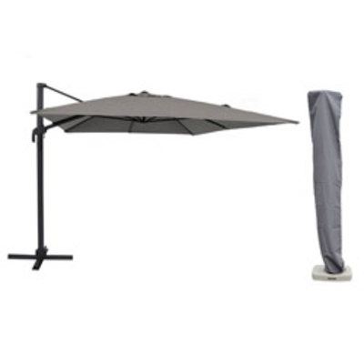 Parasol déporté ROI 3X4M Coloris gris galet avec housse