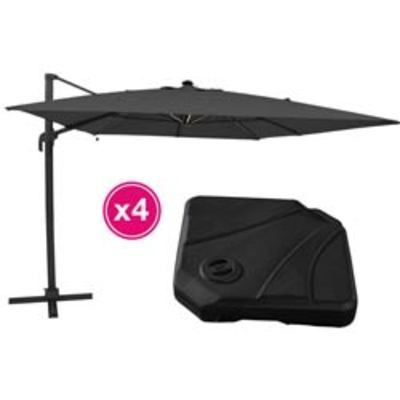 Parasol déporté SHINY 3X4M gris ardoise avec 4 lests à remplir