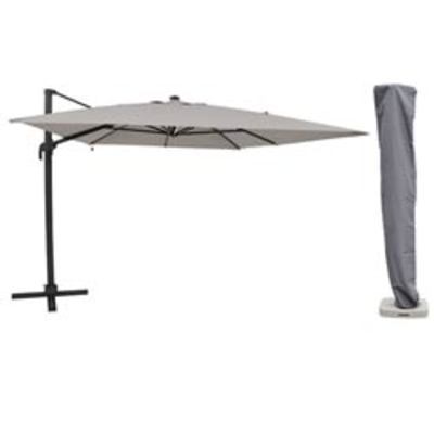 Parasol déporté SHINY 3X4M gris galet avec housse