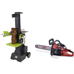 Fendeur de bûches vertical 10T 3000W et Tronçonneuse thermique 45cm³   45cm