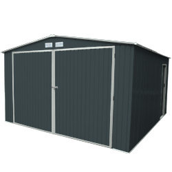 Garage en métal gris 20 m2 et kit d'ancrage inclus