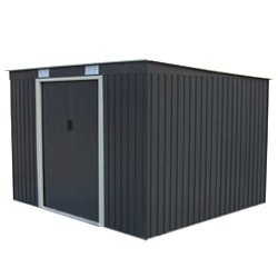 Pack abri métal adossable 6.5 m² anthracite  et kit d'ancrage pour sol mou