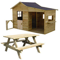 Maisonnette bois Gaby et table pique nique