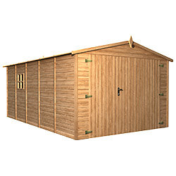 Garage en bois traité autoclave marron MAJURO 15 m2