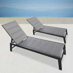 Lot de deux bains de soleil matelassés PAPAYE Gris ardoise