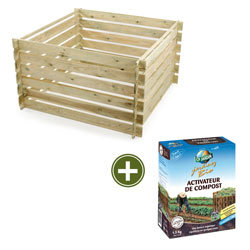 Composteur en bois 1000L et Activateur de compost BIO