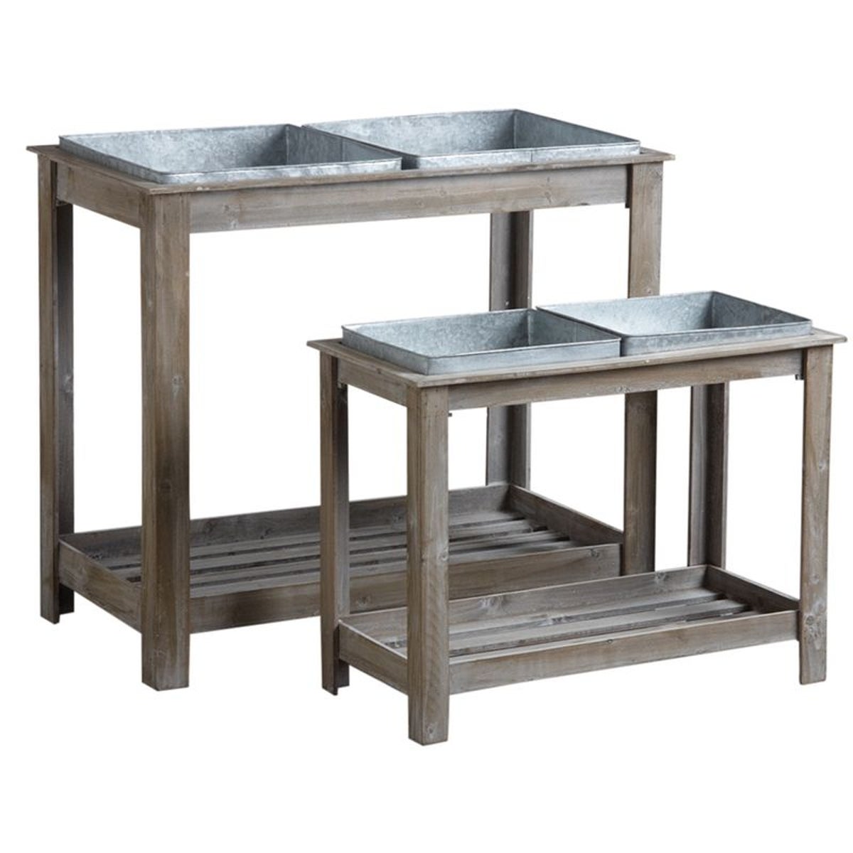 Potager surélevé en bois et métal (Lot de 2)