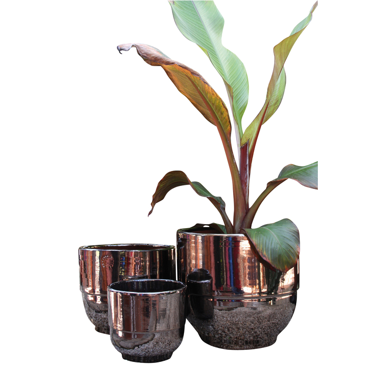 Vase Rebord coloris métal H 33 x Ø 35 cm