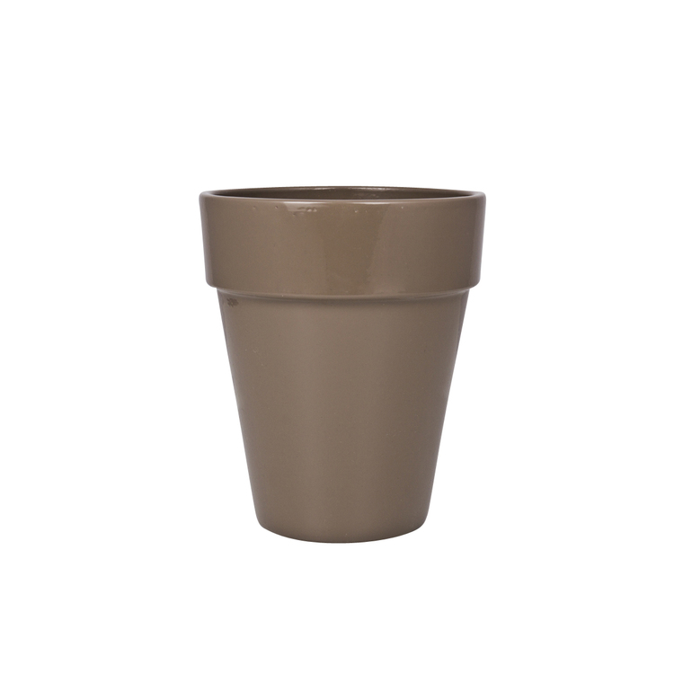 Pot en terre emaillée Ø26x H31 Taupe
