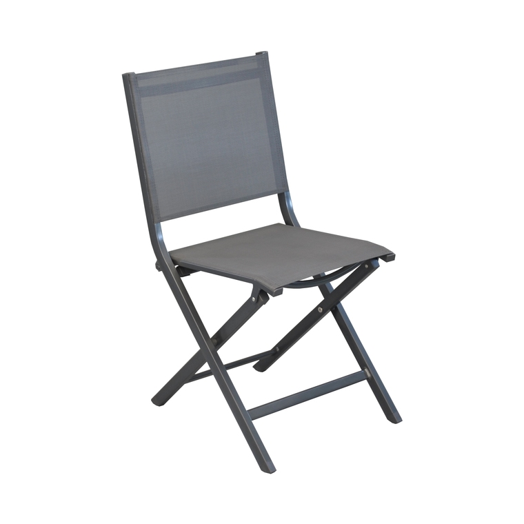 Chaise pliante Max en aluminium gris 90 x 45 x 52 cm