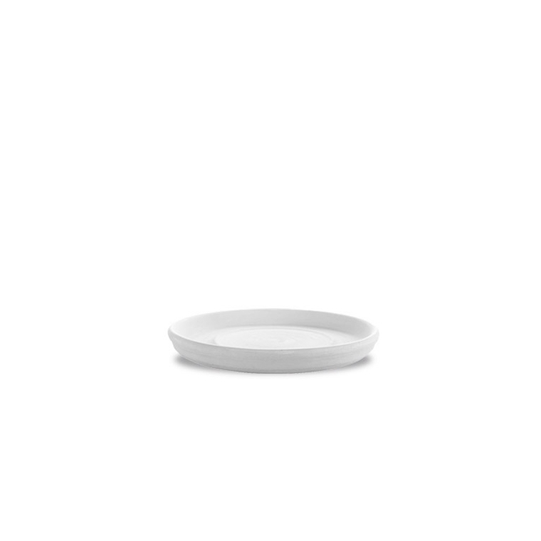 Soucoupe ronde en terre blanche coloris blanc D.41