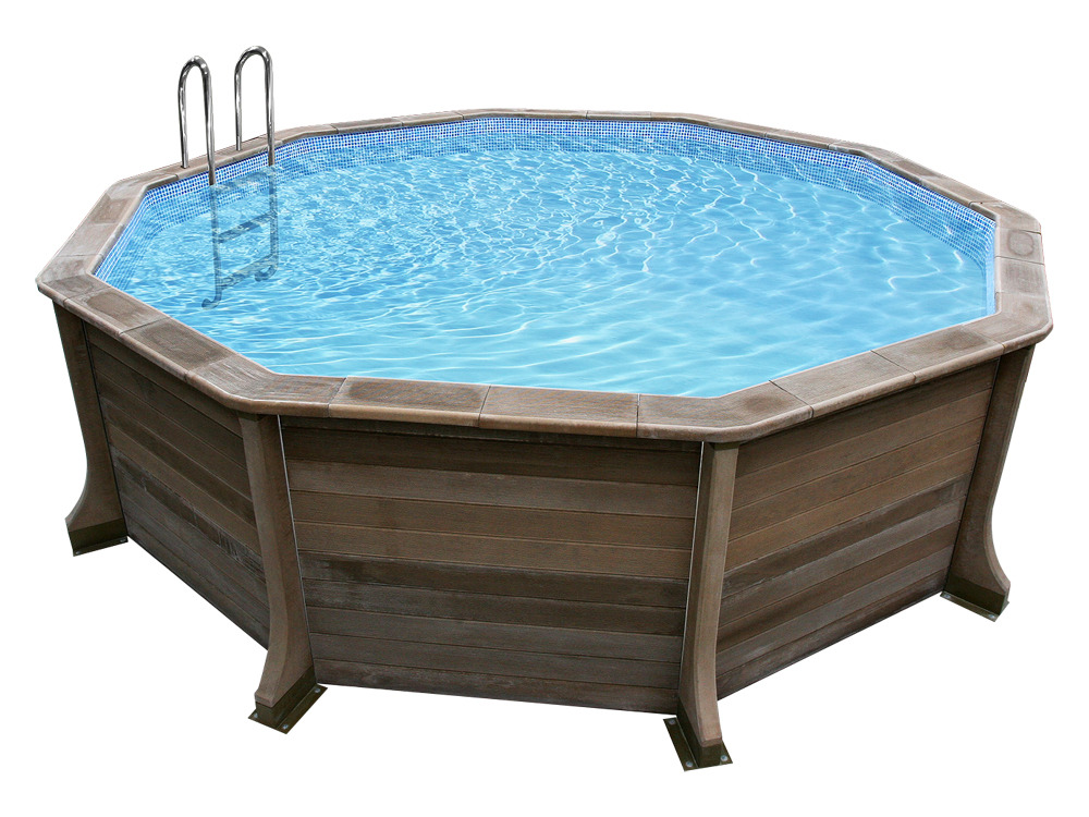Piscine béton aspect bois en kit décagonale - 4.95 x 1.30 m