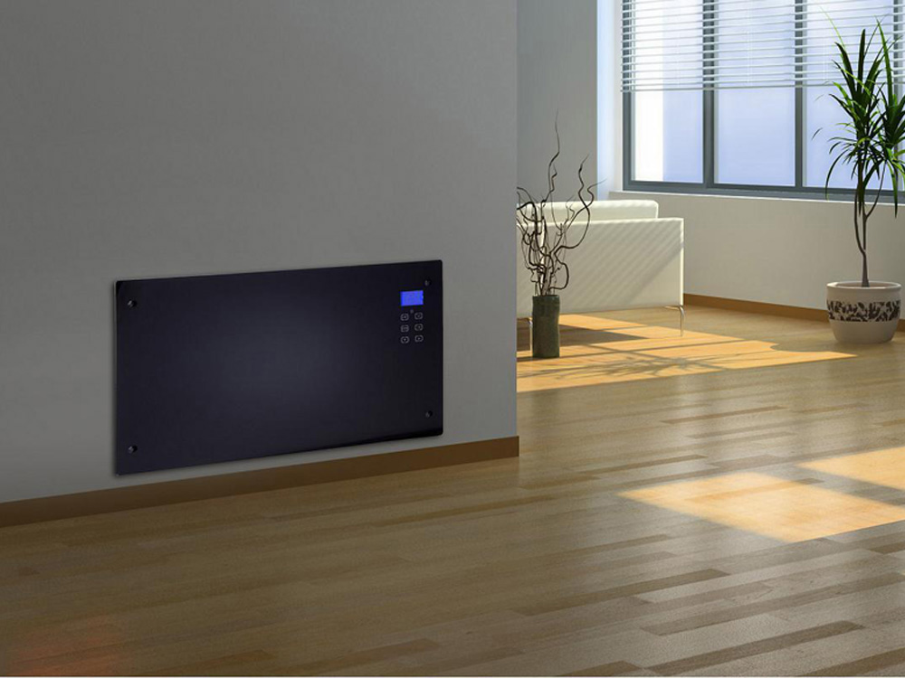 Radiateur électrique design Noir avec écran LCD - 1000 W ou 2000 W