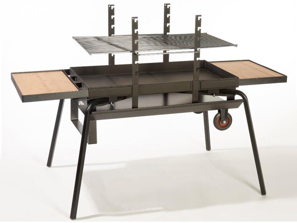 Barbecue bois Feu roulant géant Luxe - grille rectangle 87 x 48 cm