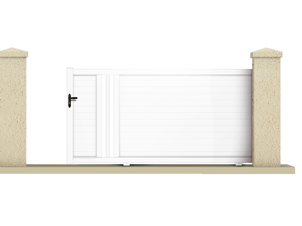 Portail coulissant HYPERION - 3.55 m - PVC - Coloris blanc