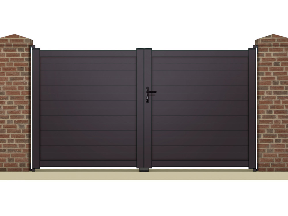 Portail à battant PALLAS - 3.05 m - Aluminium - Coloris gris anthracite