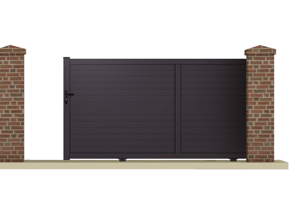 Portail coulissant PALLAS - 3.55 m - Aluminium - Coloris gris anthracite