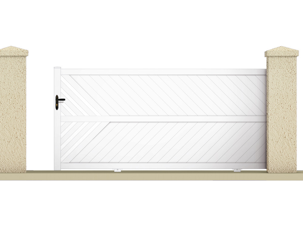 Portail coulissant IXION - 3,55 m - PVC - Coloris blanc