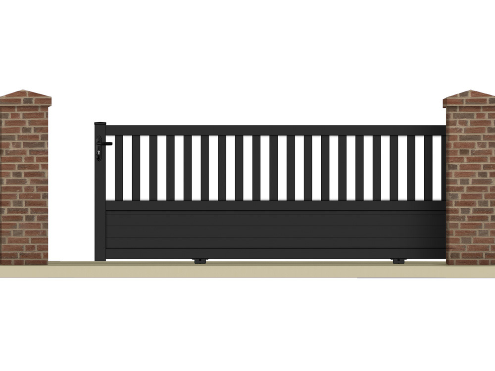 Portail coulissant PLUTON - 3.55 m - Aluminium - Coloris gris anthracite
