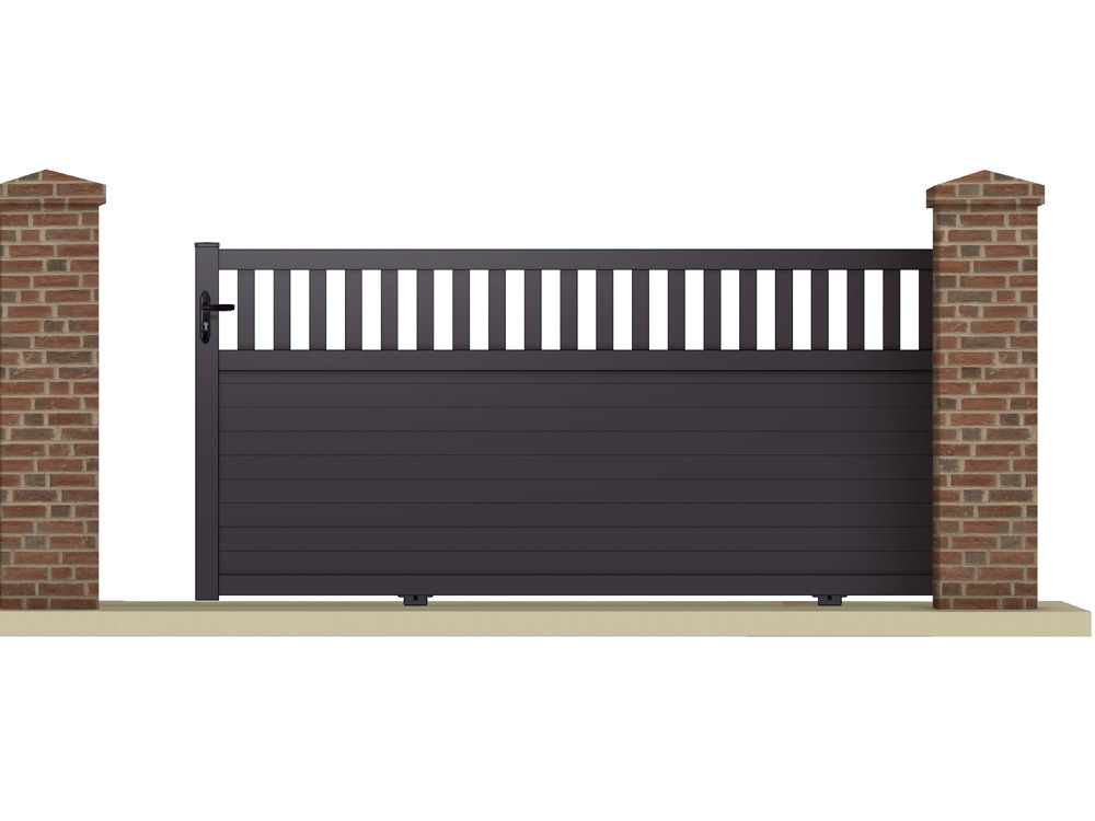 Portail coulissant EGEON - 3.55 m - Aluminium - Coloris gris anthracite