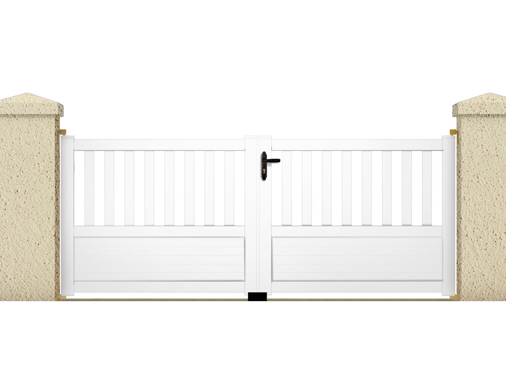Portail à battant en kit NEPTUNE - 3.55 m - PVC - Coloris blanc