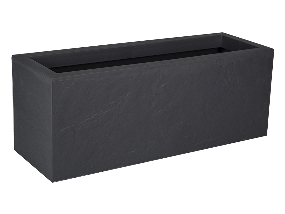 Jardinière rectangulaire Volcania Up effet pierre 57 L Anthracite - Eda