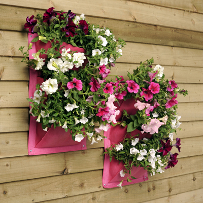 Sacs Ã  plantes roses contre la paroi, set de 2