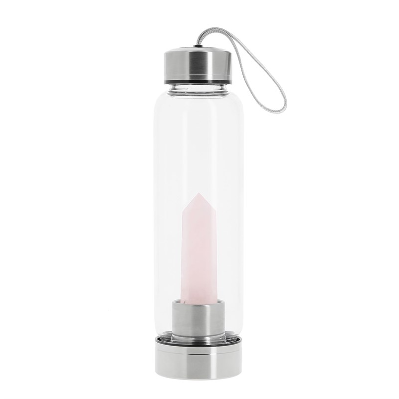 Bouteille en verre Tadasana quartz rose