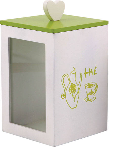 Boîte à thé en bois vert et blanc