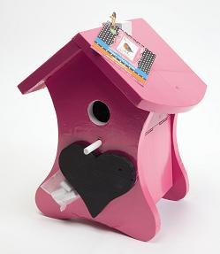 Nichoir Rose craie Ral 4010 pour Oiseaux et le BÃ¢ton Ral 9016 Buzzy