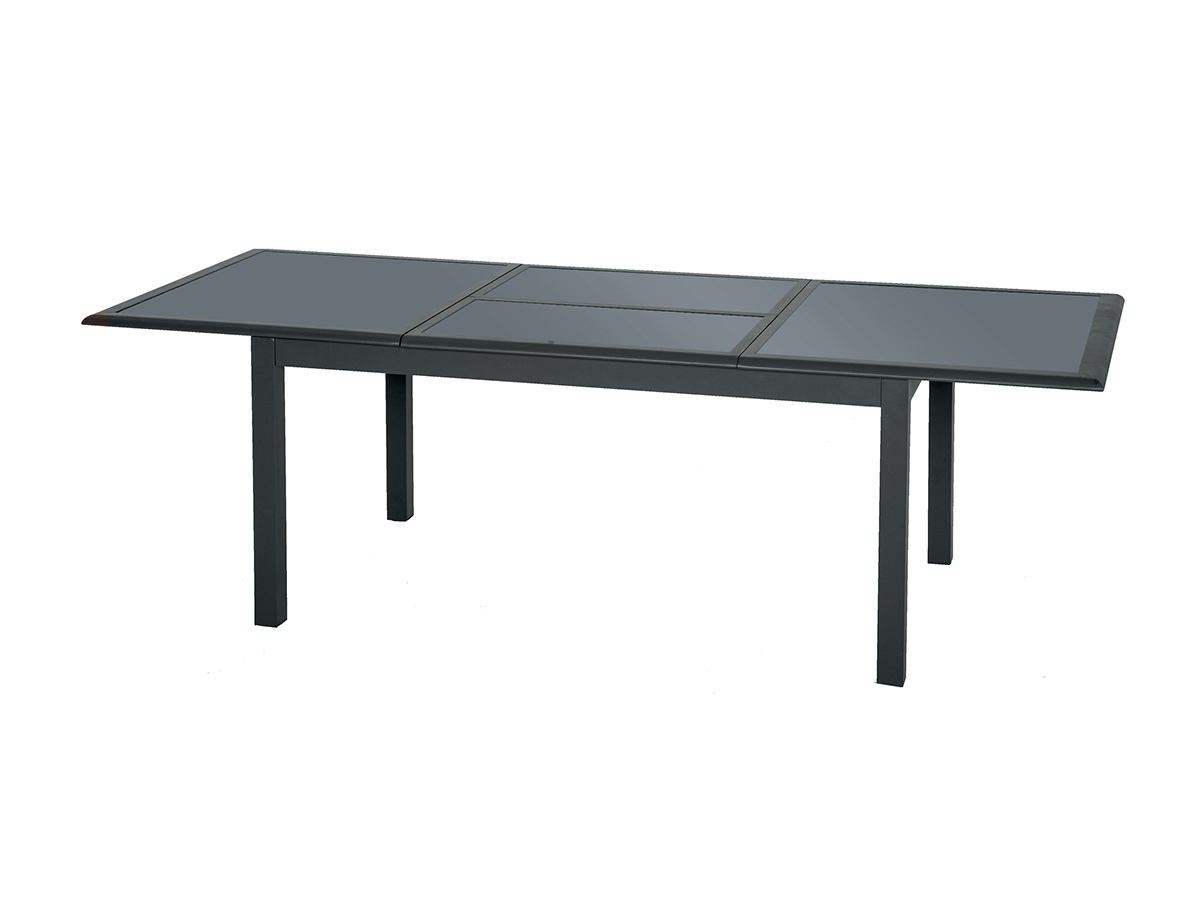 Table extensible rectangulaire Azua verre 6/10 places Anthracite - Hespéride