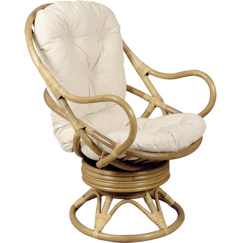 Fauteuil pivotant et basculant en rotin