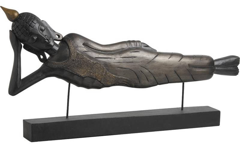 Statue Bouddha couché avec Support en Bois 99x11.5x51cm
