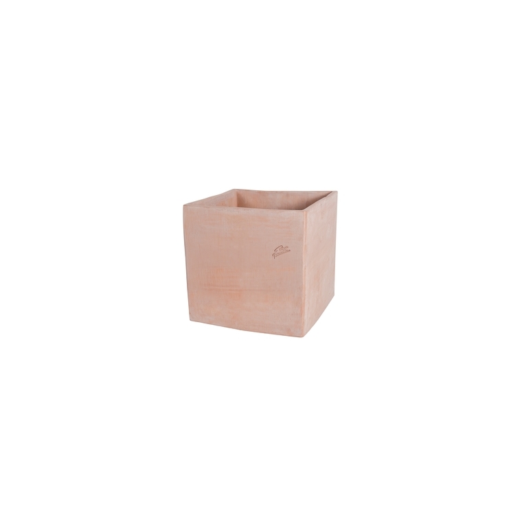 Pot carré contemporain en terre claire 40x40x40 cm