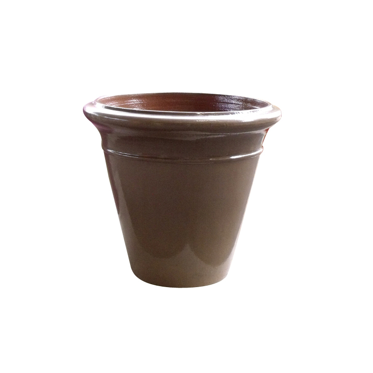 Pot Cuvier Madeleine marron glacé en terre cuite émaillée H 79 x Ø 80 cm